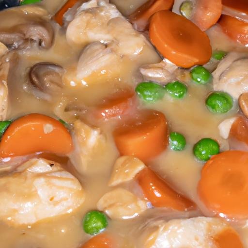 Pollo en salsa con champiñones guisantes y zanahoria Thermomix