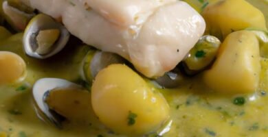 Merluza en salsa verde con almejas y patatas Thermomix
