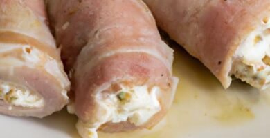 Rollitos de pollo rellenos de jamón y queso hervidos Thermomix