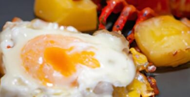 Bogavante con huevos fritos y patatas mallorca Thermomix
