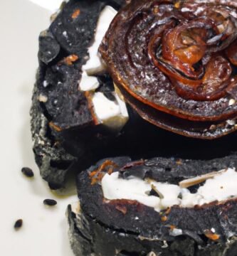 Morcilla con cebolla caramelizada y queso de cabra Thermomix