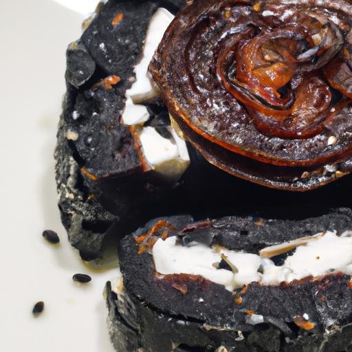 Morcilla con cebolla caramelizada y queso de cabra Thermomix
