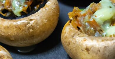 Champiñones rellenos de puerro y queso azul Thermomix