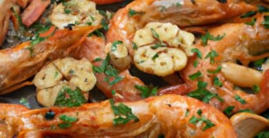 Gambones al horno con ajo y perejil Thermomix