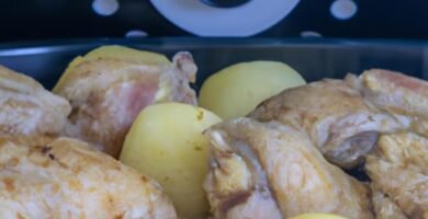 Contramuslos de pollo con patatas en airfryer Thermomix
