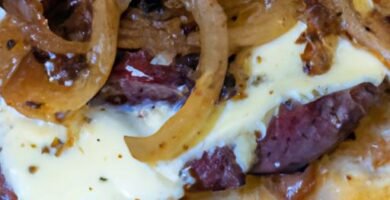 Tosta de solomillo con cebolla caramelizada y queso de cabra Thermomix