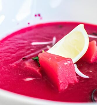 Sopa de remolacha con sandia y citricos Thermomix