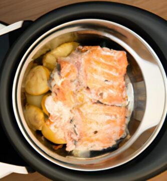 Salmón con patatas en freidora de aire Thermomix