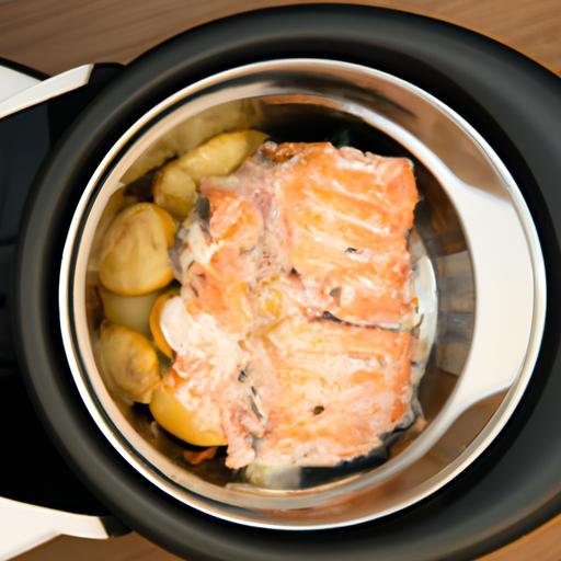 Salmón con patatas en freidora de aire Thermomix