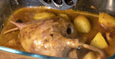 Conejo con patatas en freidora de aire Thermomix