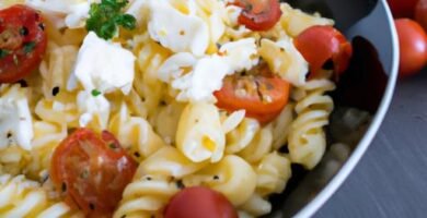 Pasta con tomates cherry y queso feta sin horno Thermomix