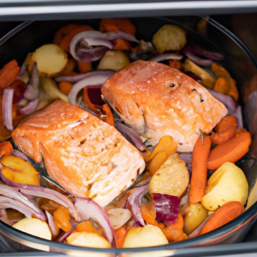 Salmón con verduras en freidora de aire Thermomix