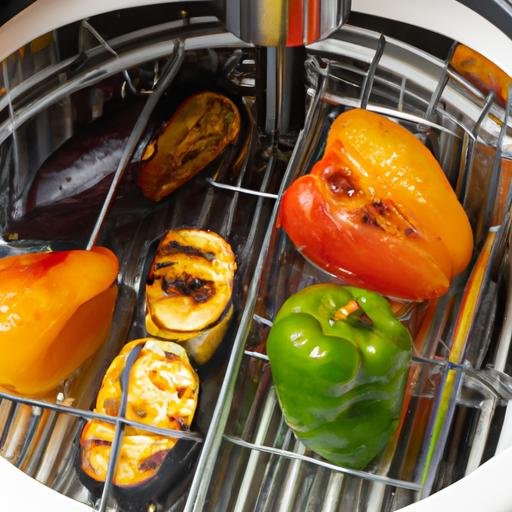 Pimientos y berenjenas en freidora de aire Thermomix