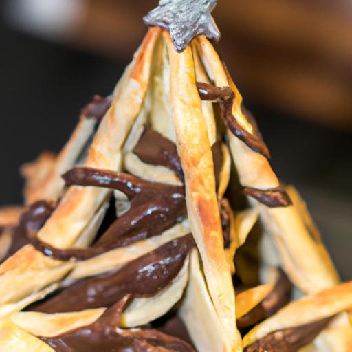 Arbol de navidad de hojaldre relleno de chocolate Thermomix