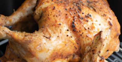 Pollo asado entero en freidora de aire Thermomix