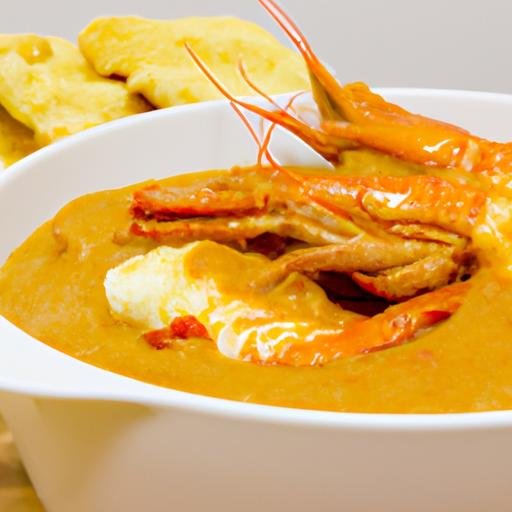 Curry de langostinos con pastel de arroz Thermomix