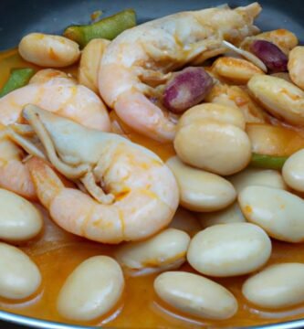 Alubias de bote con almejas y gambas Thermomix