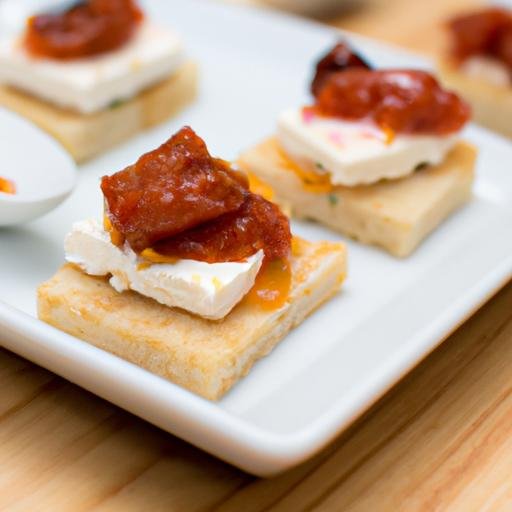 Canapes de queso de cabra y mermelada de tomate Thermomix